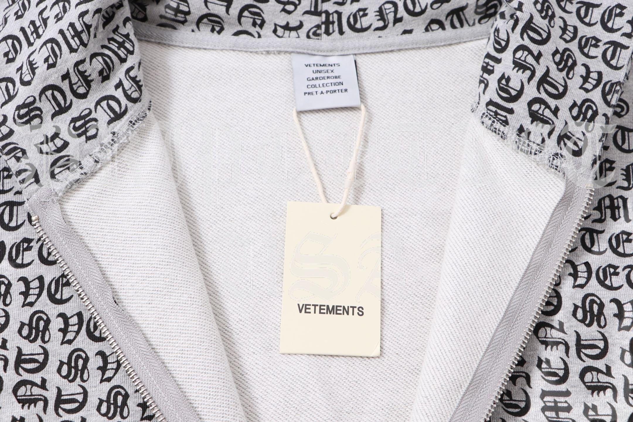 VETEMENTS Gray / Grey Gothic Monogram Hoodie
