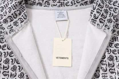 VETEMENTS Gray / Grey Gothic Monogram Hoodie