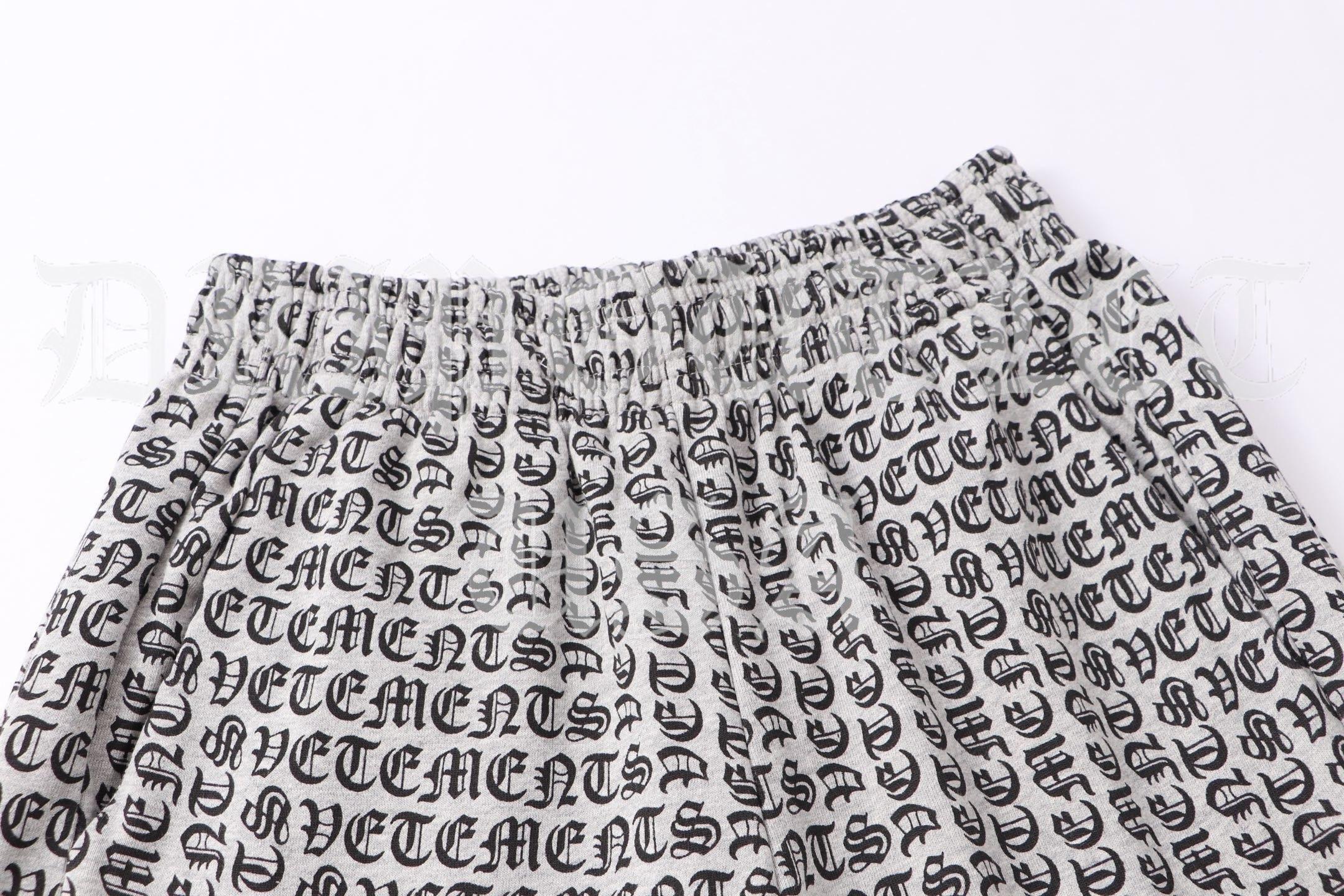VETEMENTS Gray / Grey Gothic Monogram Sweat Pants