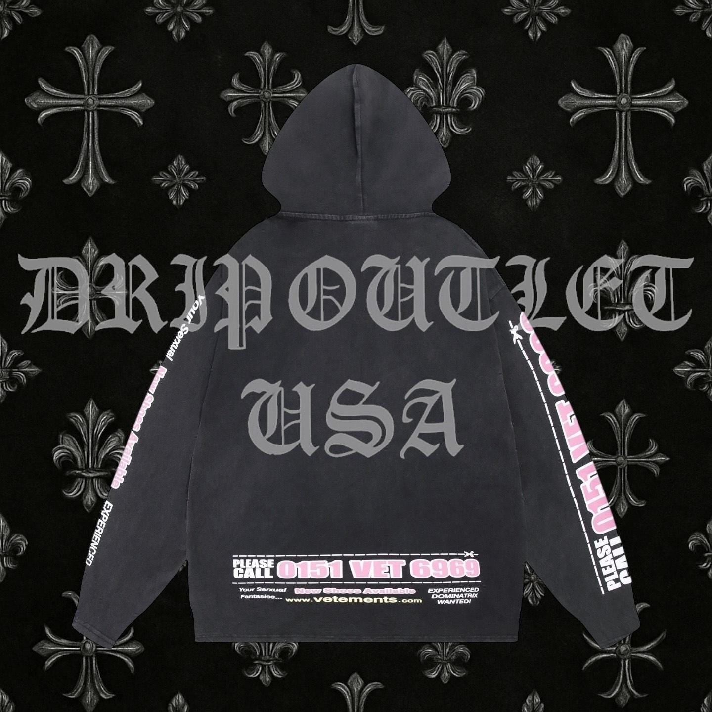 VETEMENTS "Dominatrix Hotline" Hoodie - Black / Pink