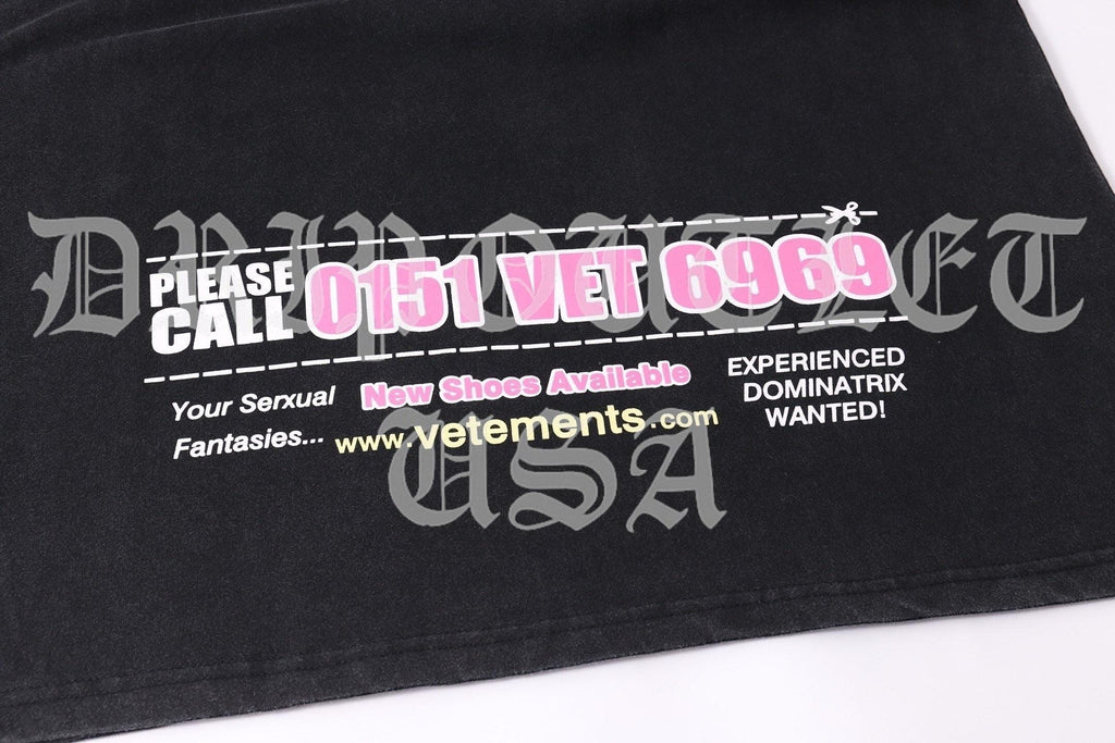 VETEMENTS "Dominatrix Hotline" Hoodie - Black / Pink