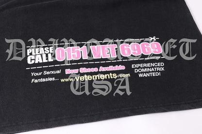 VETEMENTS "Dominatrix Hotline" Hoodie - Black / Pink