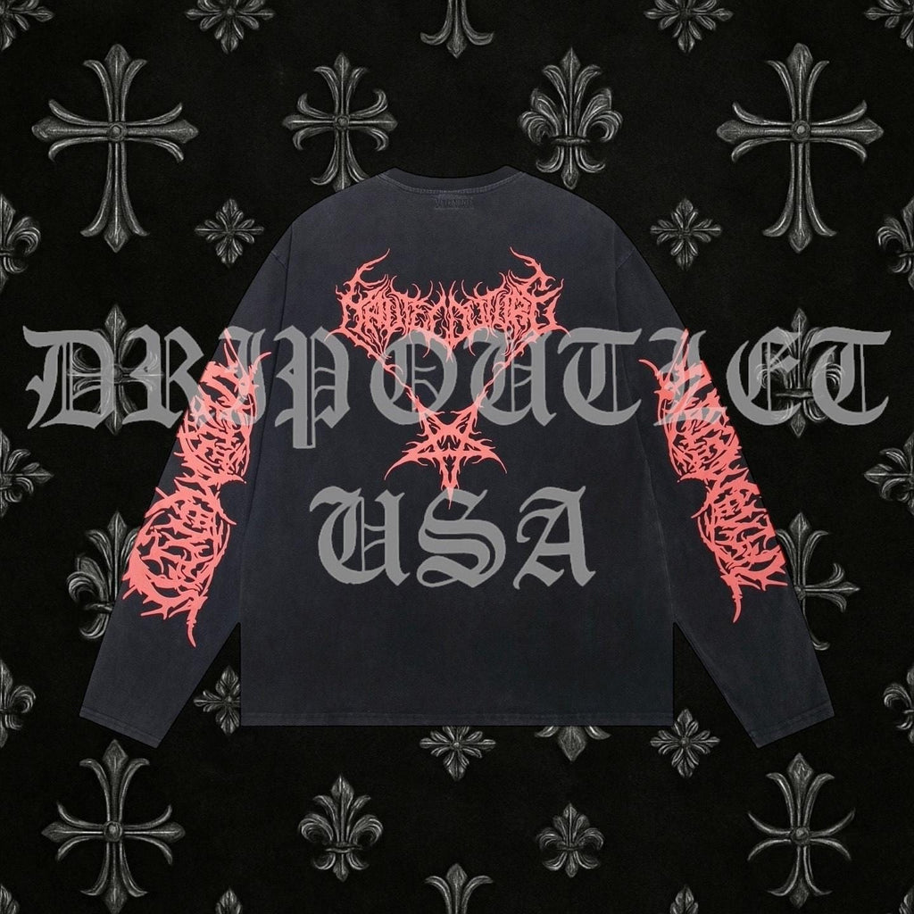 VETEMENTS Death Metal Long Sleeve Shirt - Black / Red