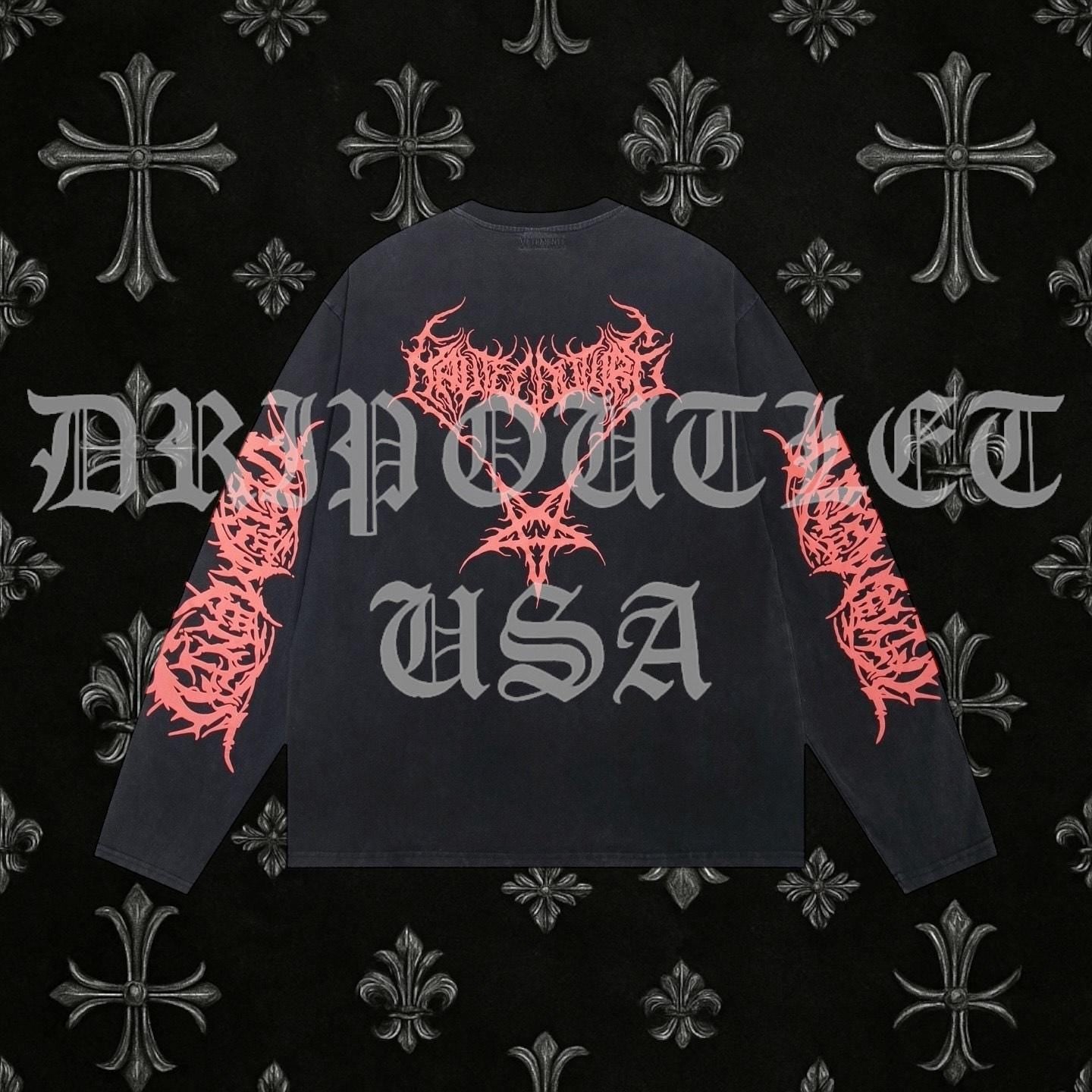 VETEMENTS Death Metal Long Sleeve Shirt - Black / Red