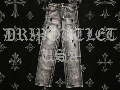 Amiri Gray Distressed Pocket Logo Skinny Jeans
