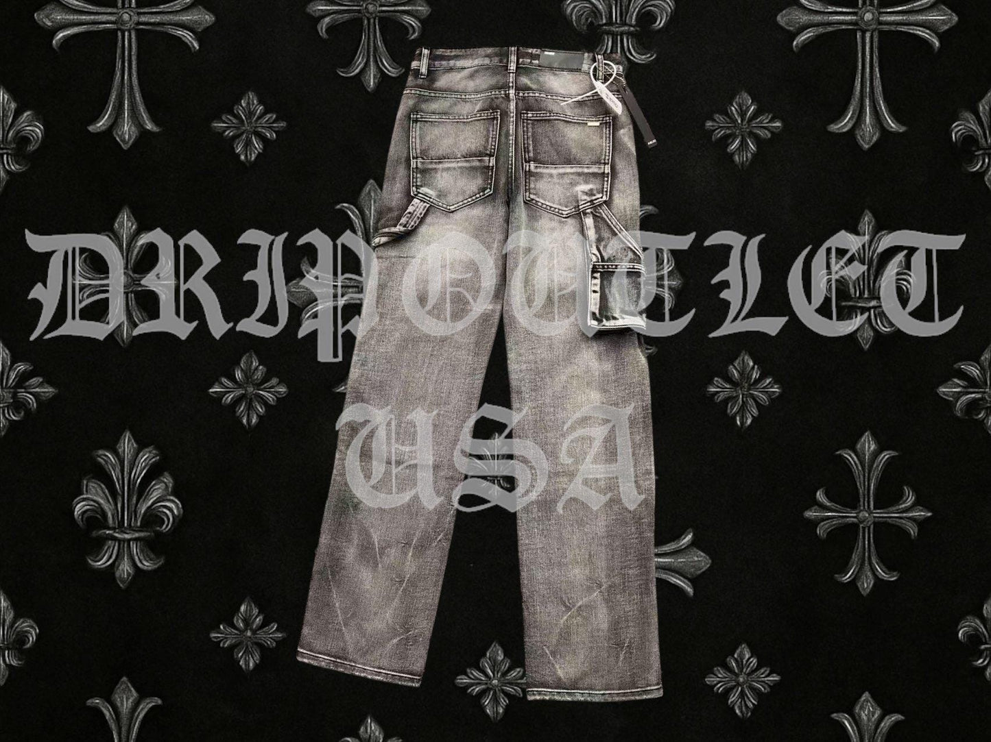 Amiri Gray Distressed Pocket Logo Skinny Jeans