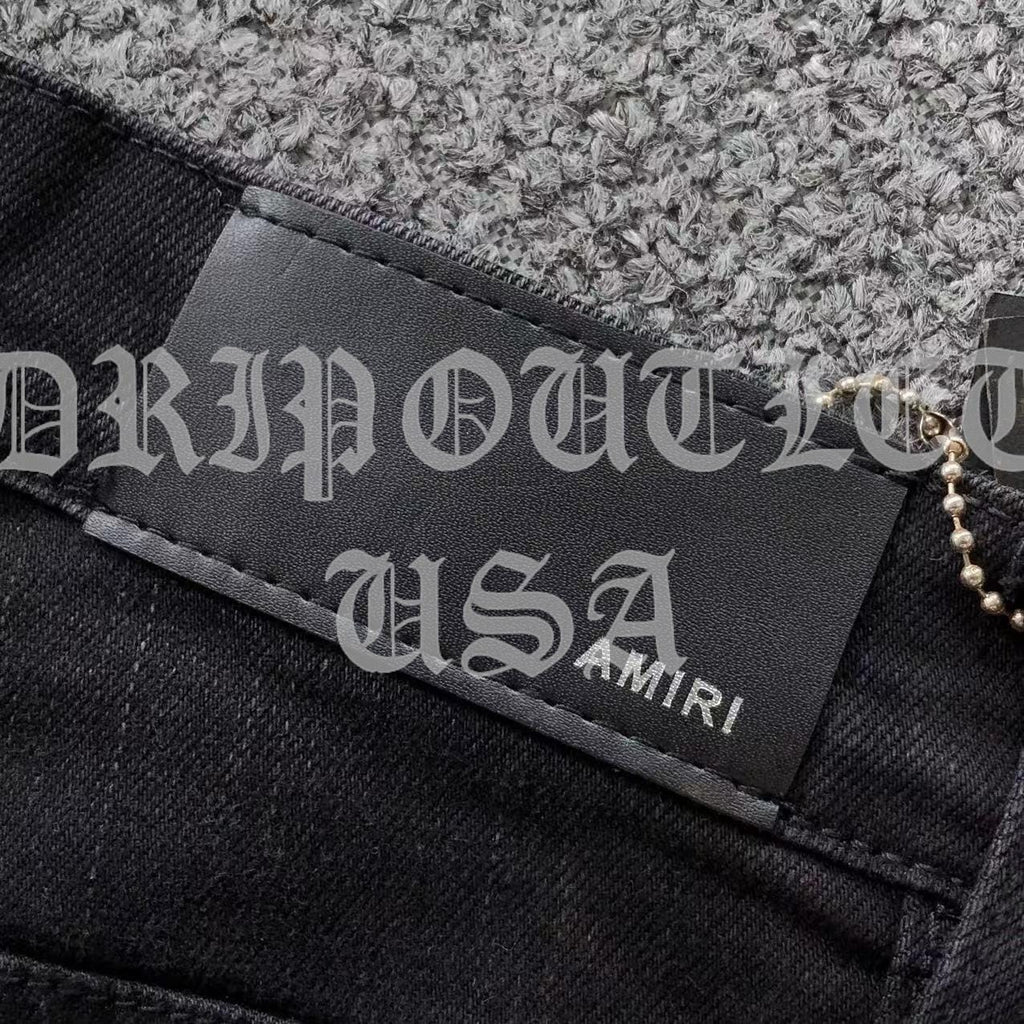 Amiri Black Distressed Logo Skinny Jeans