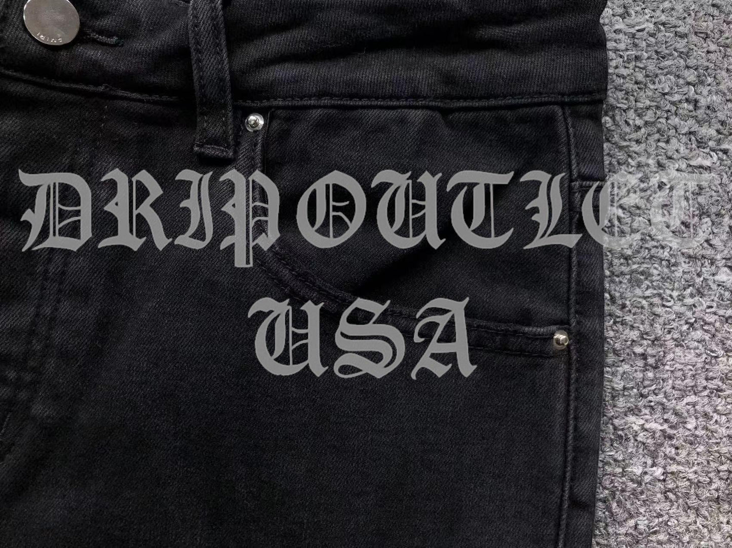 Amiri Red Patch Distressed Skinny Jeans