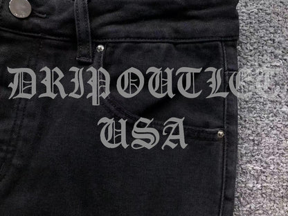 Amiri Red Patch Distressed Skinny Jeans