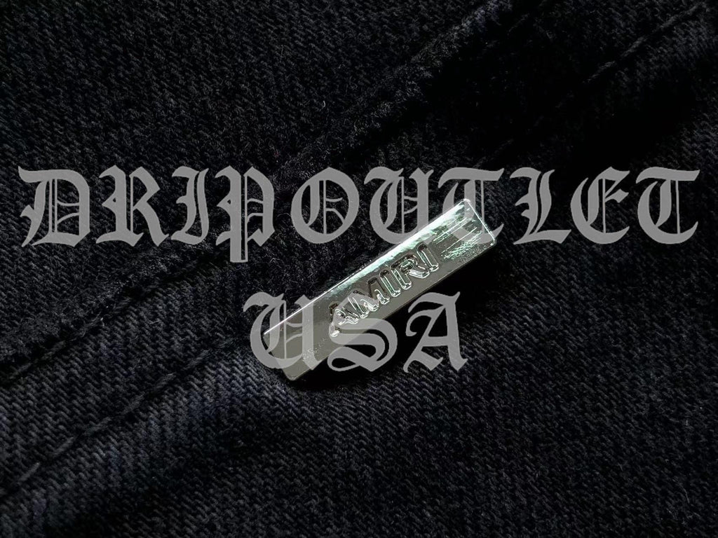 Amiri Red Patch Distressed Skinny Jeans