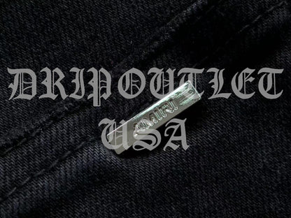 Amiri Red Patch Distressed Skinny Jeans