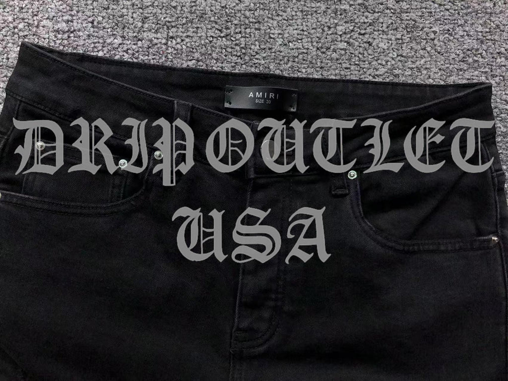 Amiri Red Patch Distressed Skinny Jeans