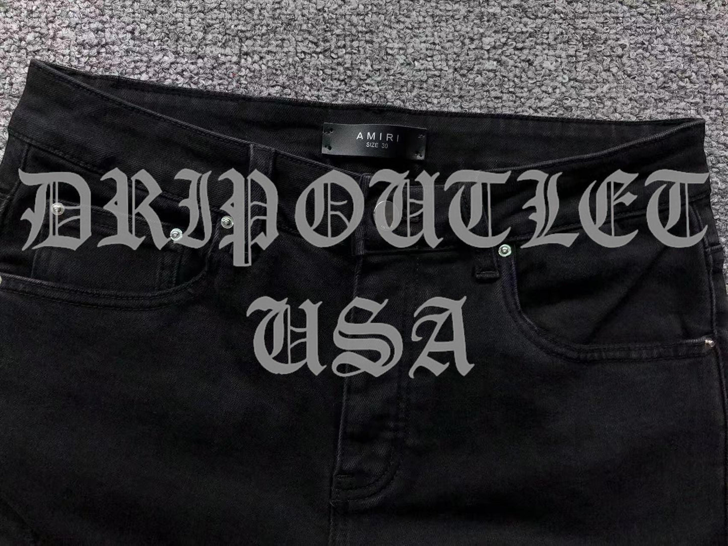 Amiri Red Patch Distressed Skinny Jeans