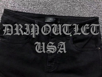 Amiri Red Patch Distressed Skinny Jeans