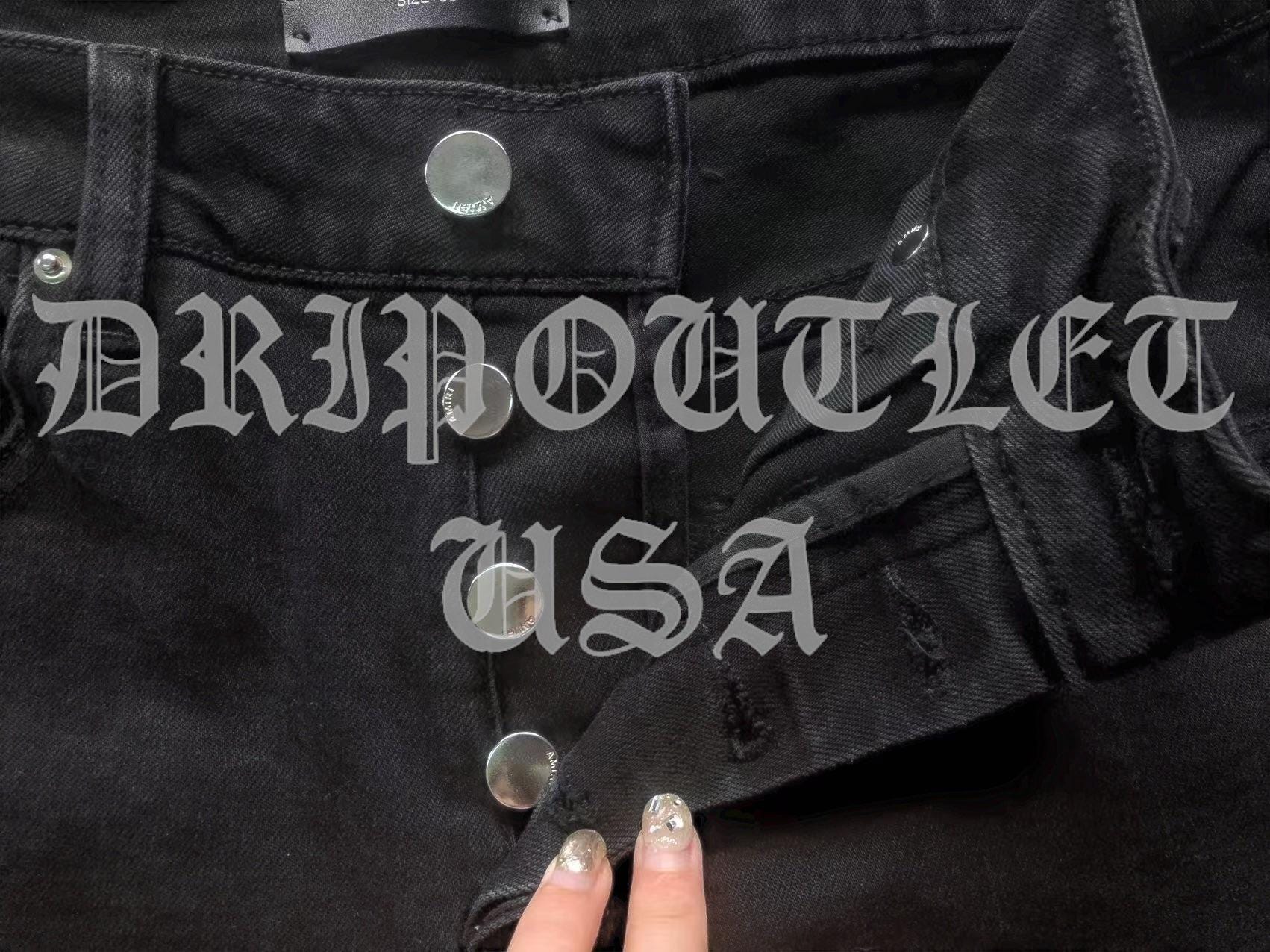 Amiri Red Patch Distressed Skinny Jeans