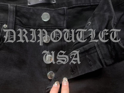 Amiri Red Patch Distressed Skinny Jeans