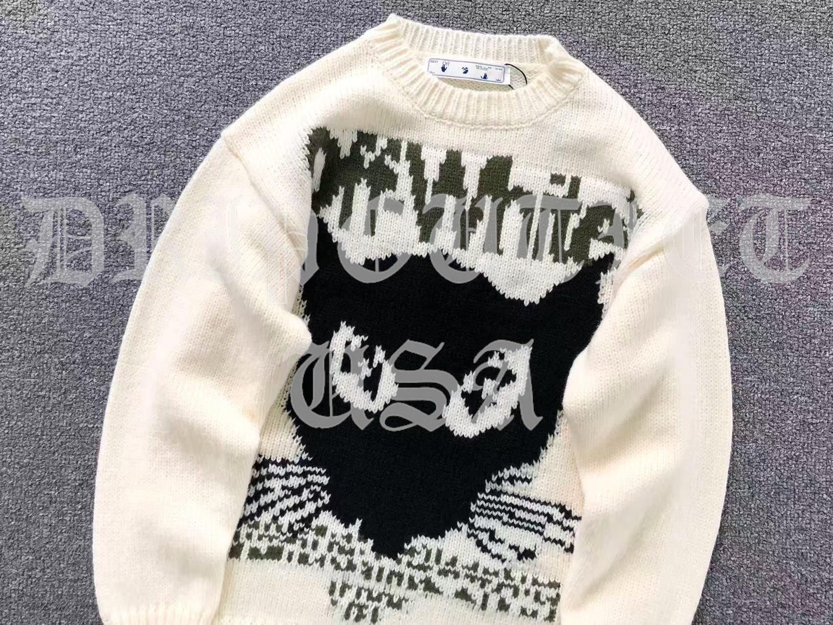 Off-White Black Cat Sweat Shirt Sweater - Cream