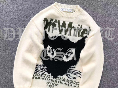 Off-White Black Cat Sweat Shirt Sweater - Cream