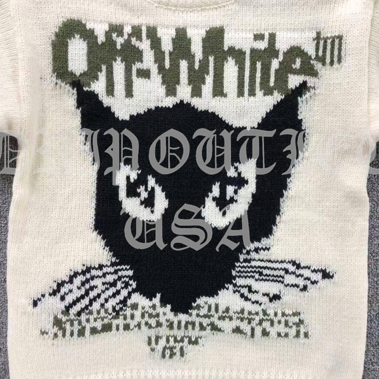 Off-White Black Cat Sweat Shirt Sweater - Cream