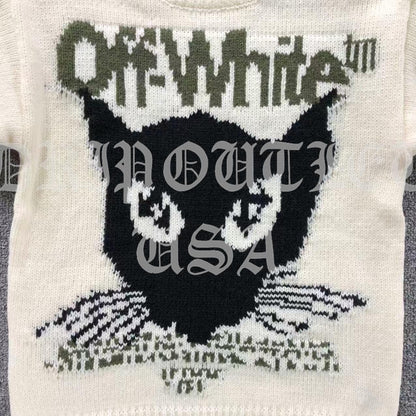Off-White Black Cat Sweat Shirt Sweater - Cream