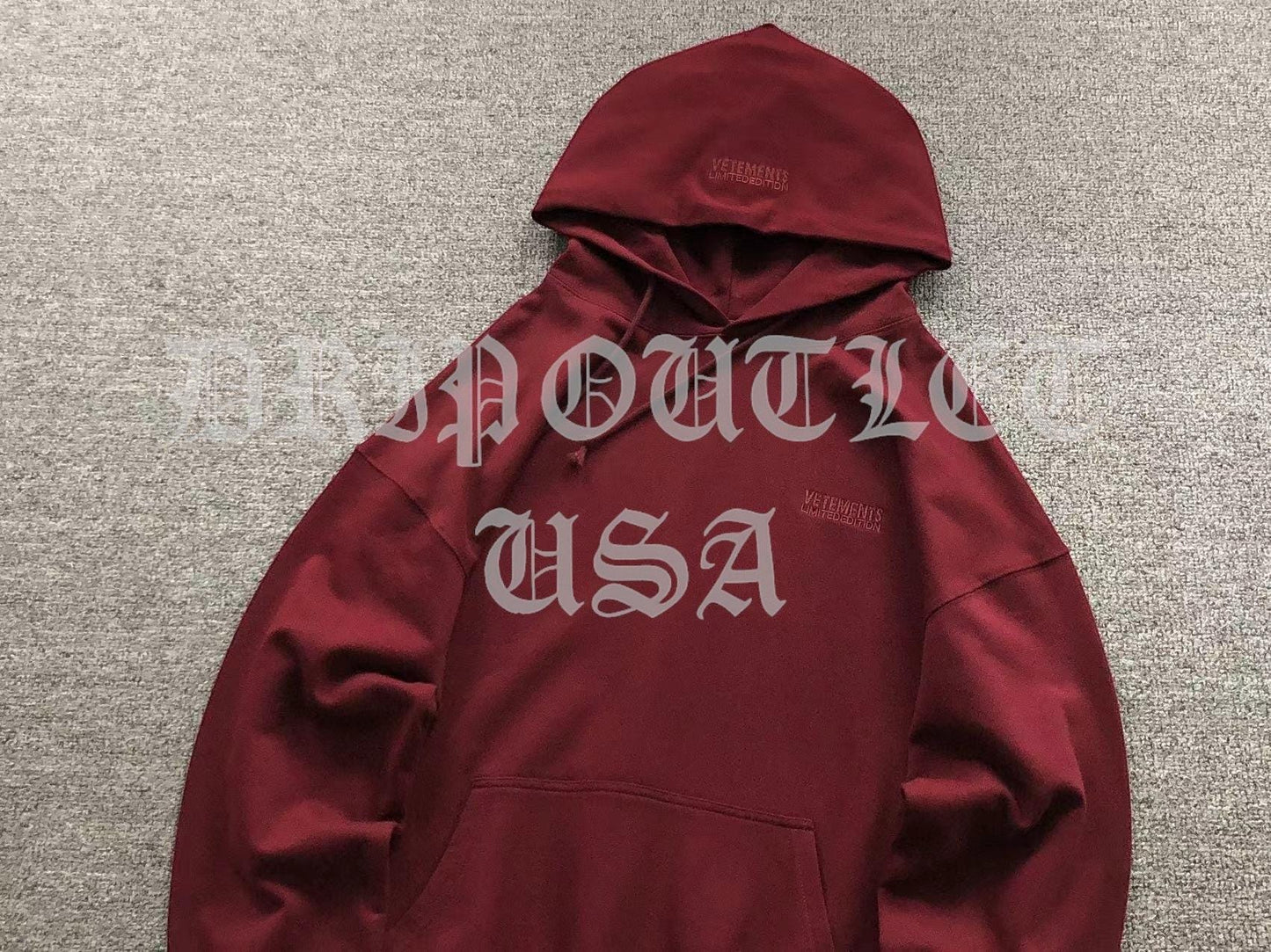 VETEMENTS "LIMITED EDITION" Embroidered Logo Hoodie - Maroon / Burgundy
