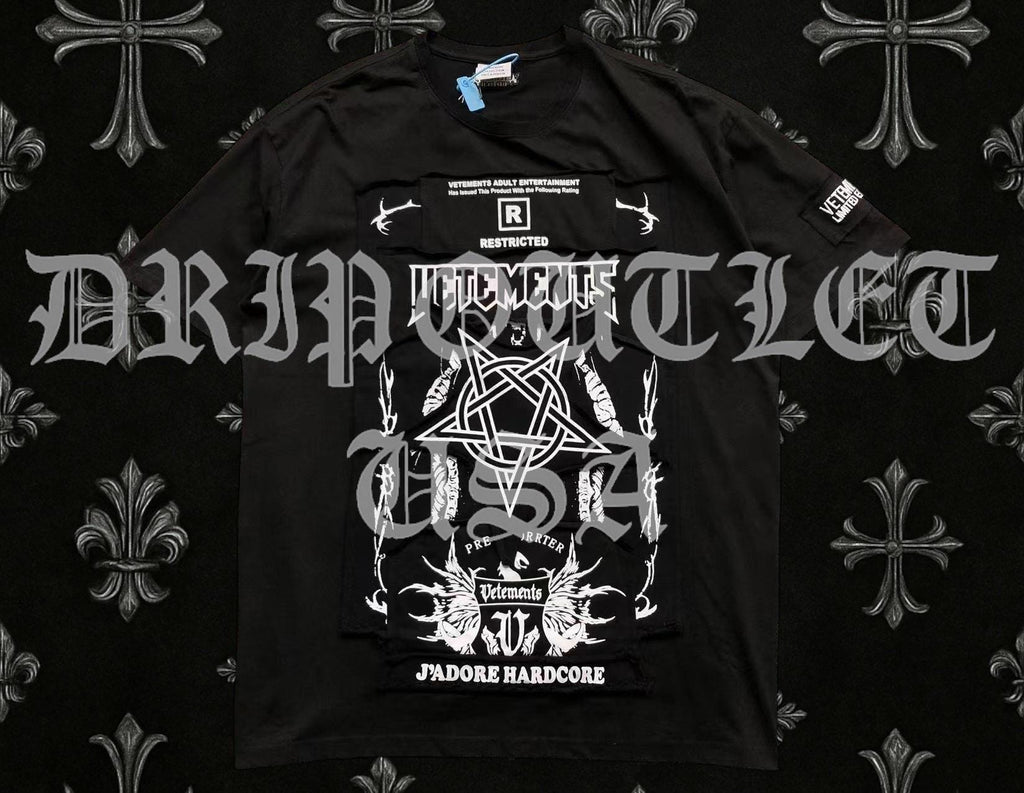 VENETEMENTS Occult Pentagram Satan Devil Tee-Shirt - Black