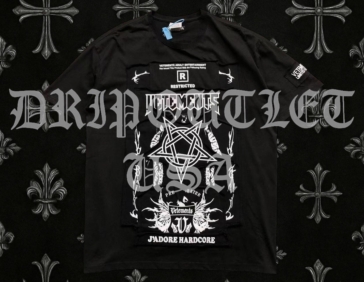VENETEMENTS Occult Pentagram Satan Devil Tee-Shirt - Black