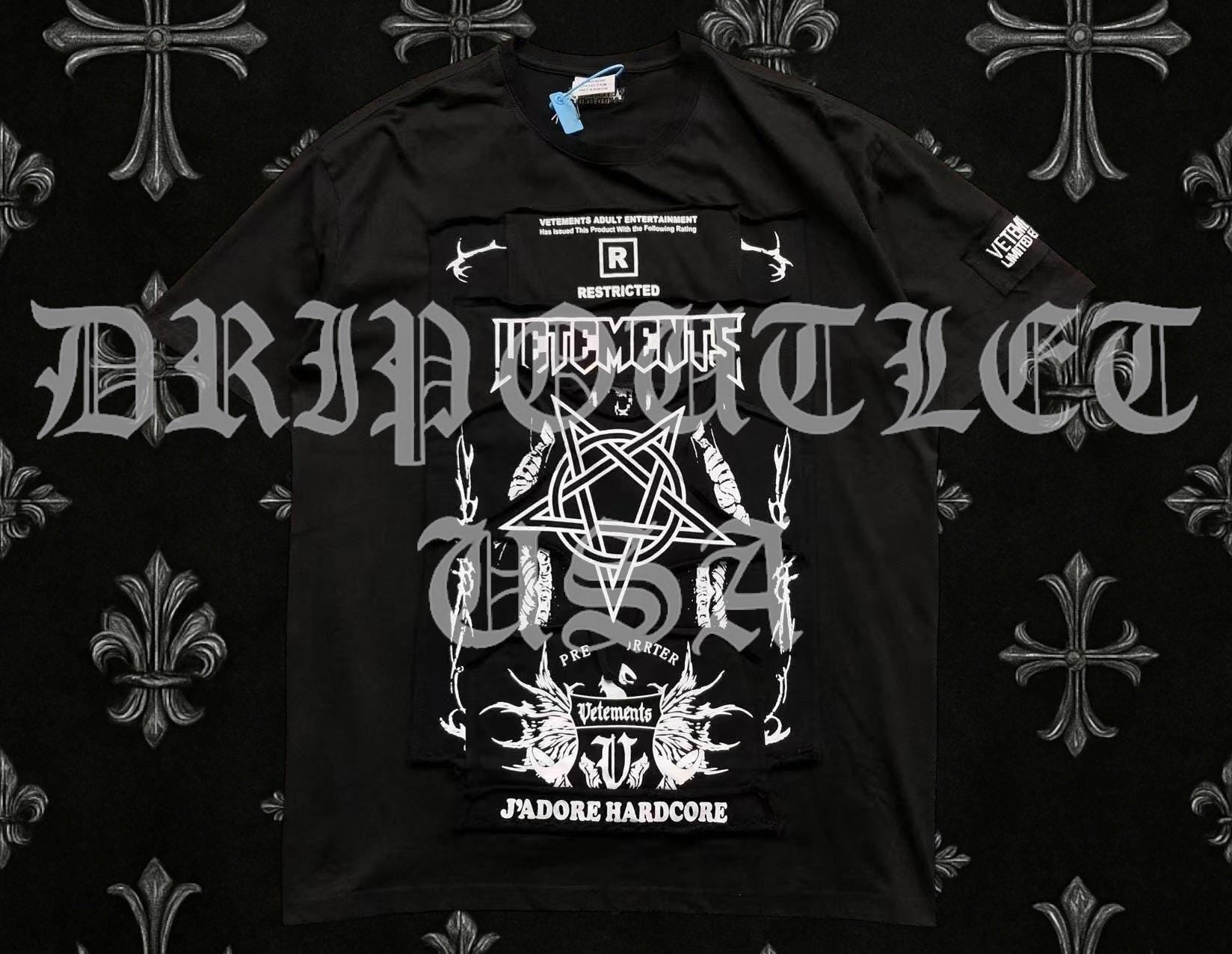 VENETEMENTS Occult Pentagram Satan Devil Tee-Shirt - Black