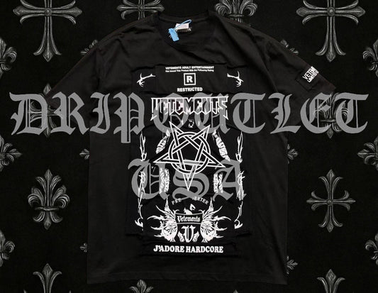 VENETEMENTS Occult Pentagram Satan Devil Tee-Shirt - Black