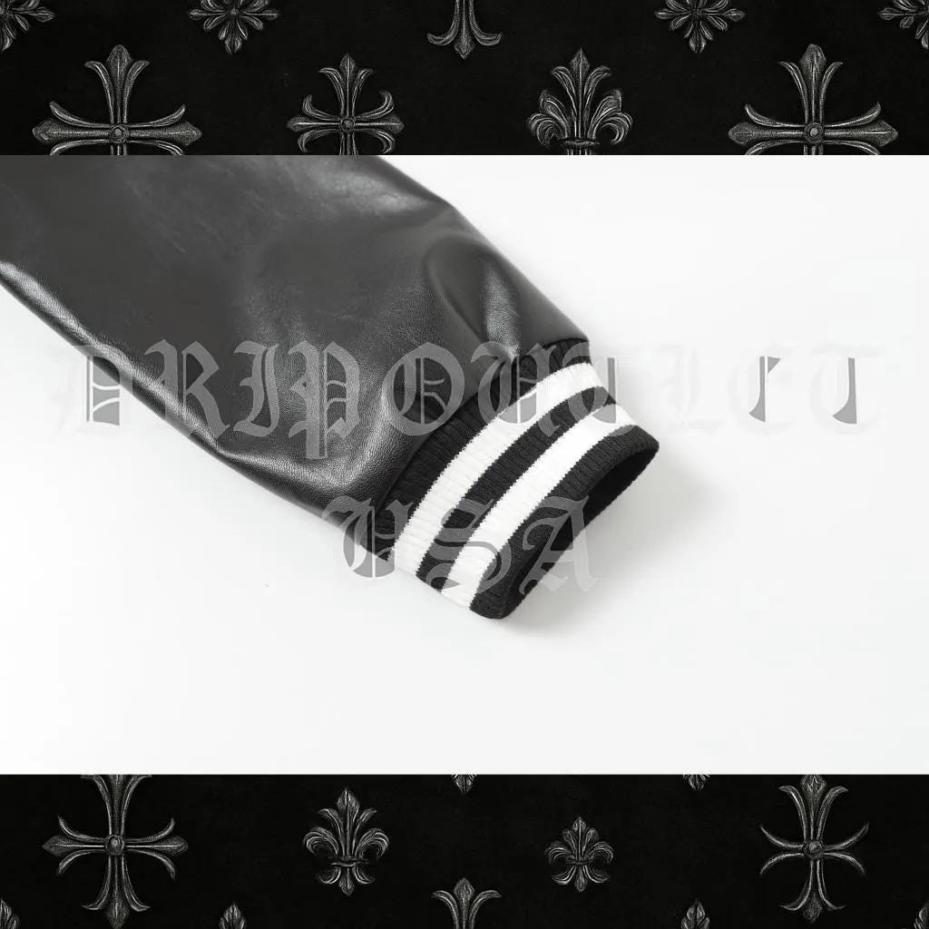 Chrome Hearts Pink Cross Leather Varsity Jacket