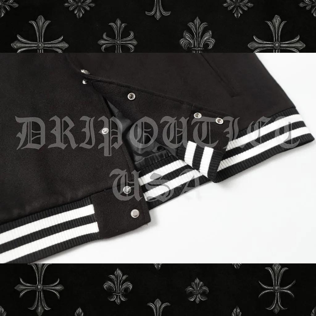 Chrome Hearts Pink Cross Leather Varsity Jacket