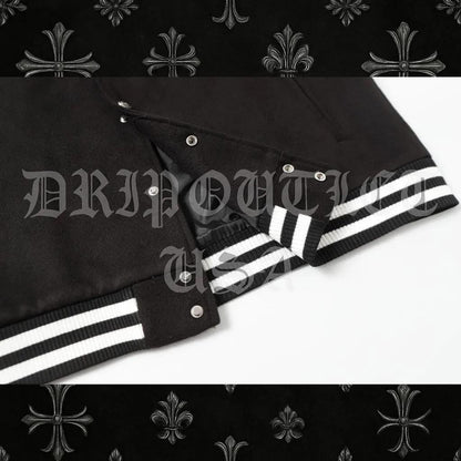Chrome Hearts Pink Cross Leather Varsity Jacket