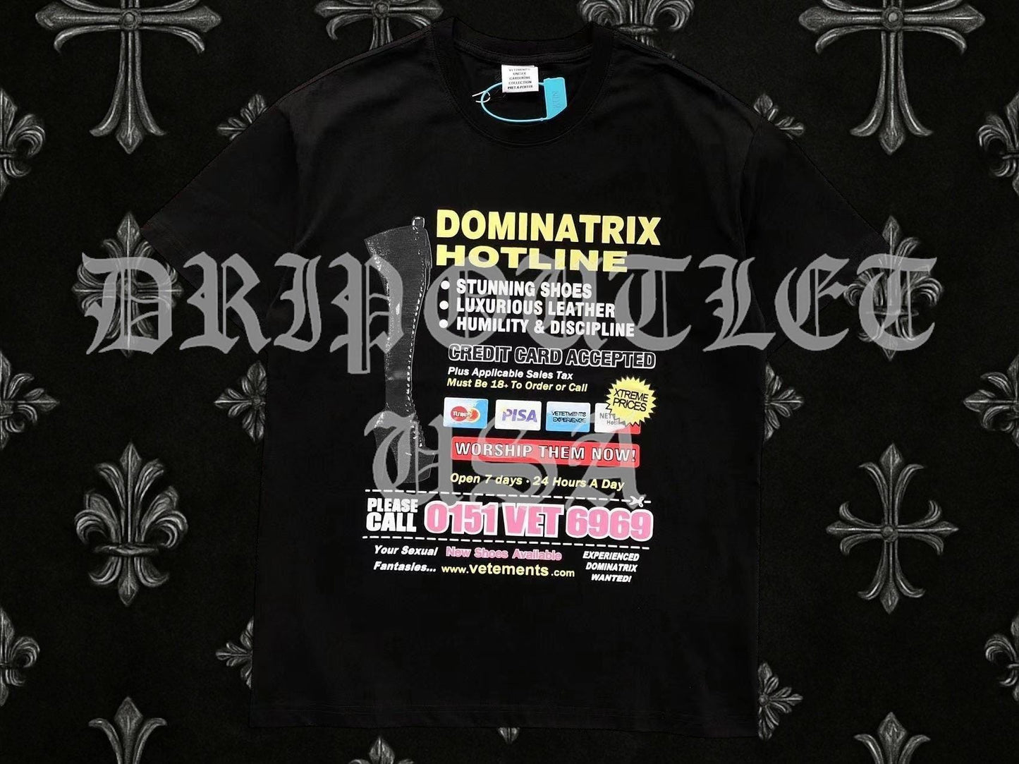 VETEMENTS "Dominatrix Hotline" Shirt - Black / Pink