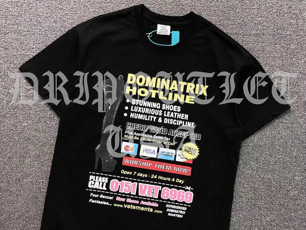 VETEMENTS "Dominatrix Hotline" Shirt - Black / Pink