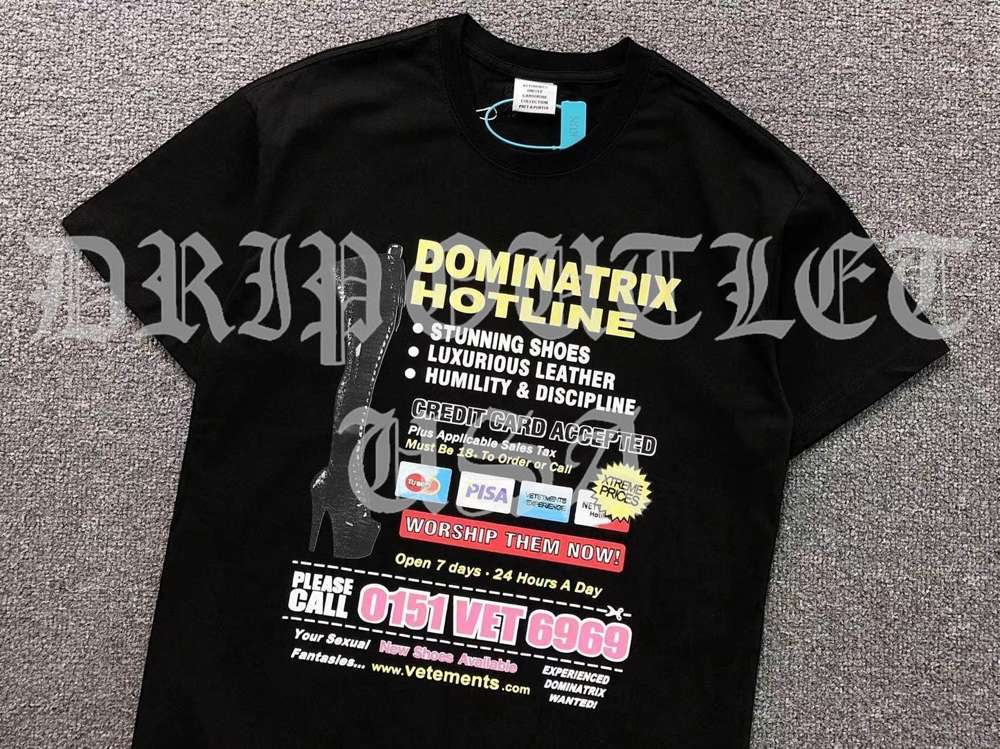 VETEMENTS "Dominatrix Hotline" Shirt - Black / Pink