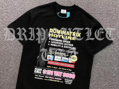 VETEMENTS "Dominatrix Hotline" Shirt - Black / Pink