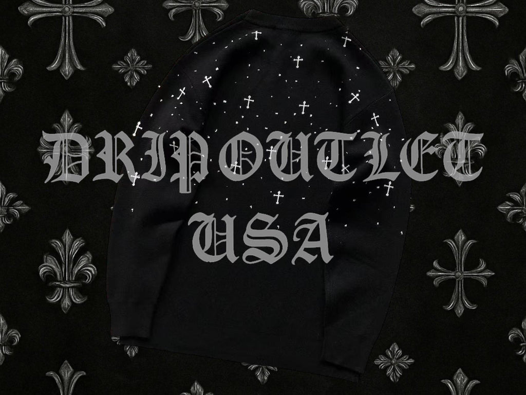 Chrome Hearts Knitted Neck Cross Logo Sweater - White / Black