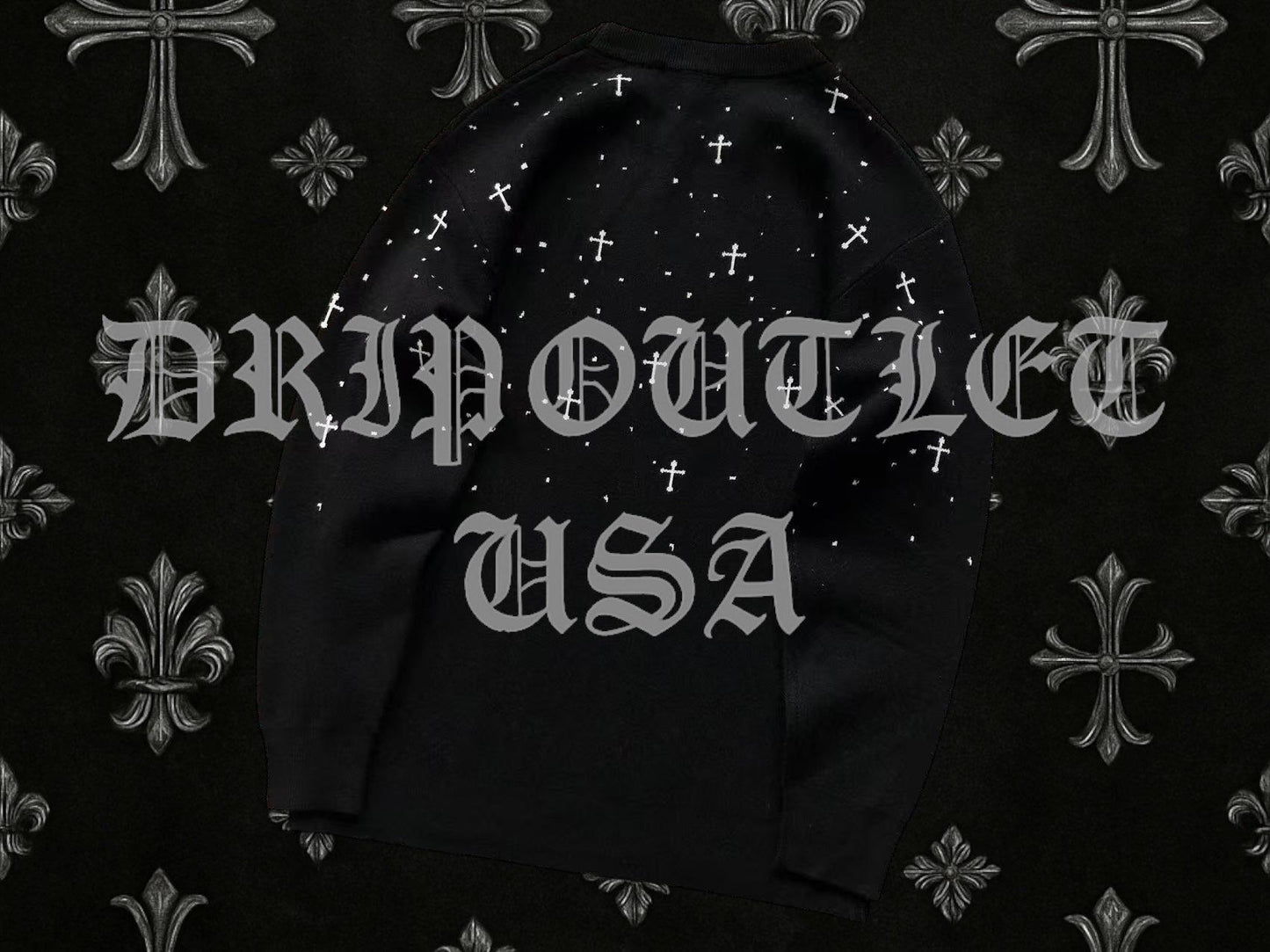 Chrome Hearts Knitted Neck Cross Logo Sweater - White / Black