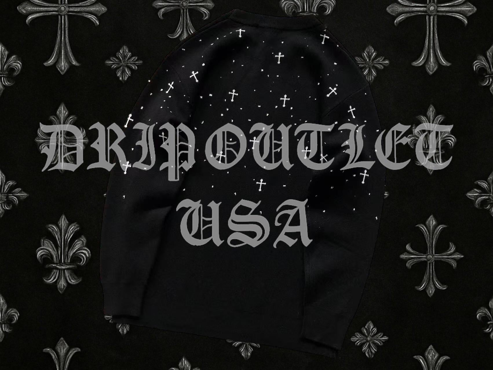 Chrome Hearts Knitted Neck Cross Logo Sweater - White / Black