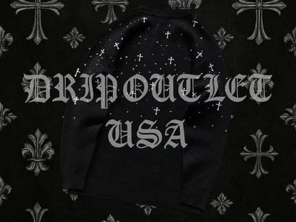 Chrome Hearts Knitted Neck Cross Logo Sweater - White / Black