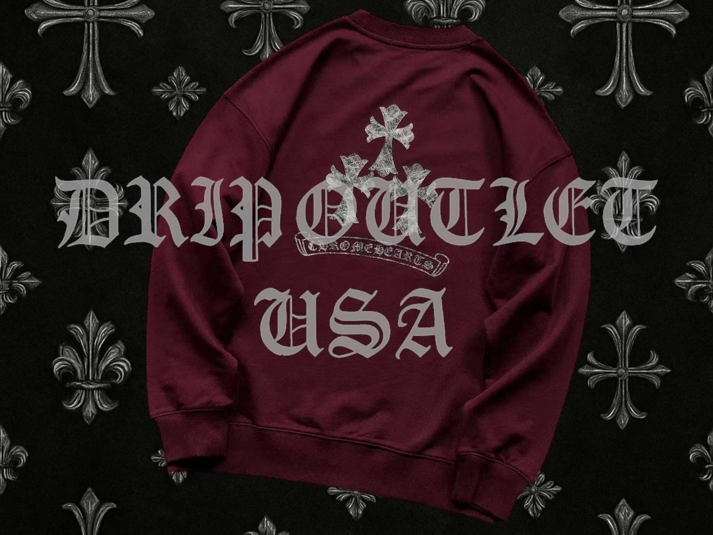 Chrome Hearts Triple Cross Long Sleeve T Shirt - Black / Red / White / Gray