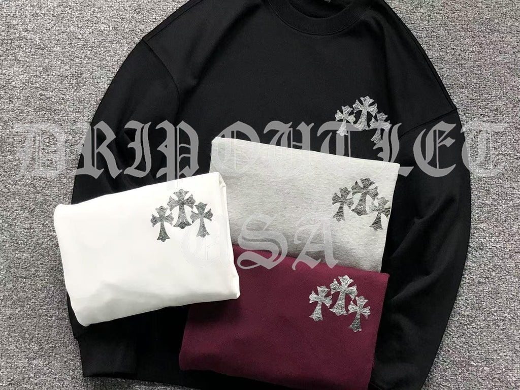 Chrome Hearts Triple Cross Long Sleeve T Shirt - Black / Red / White / Gray