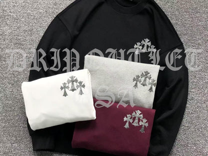 Chrome Hearts Triple Cross Long Sleeve T Shirt - Black / Red / White / Gray