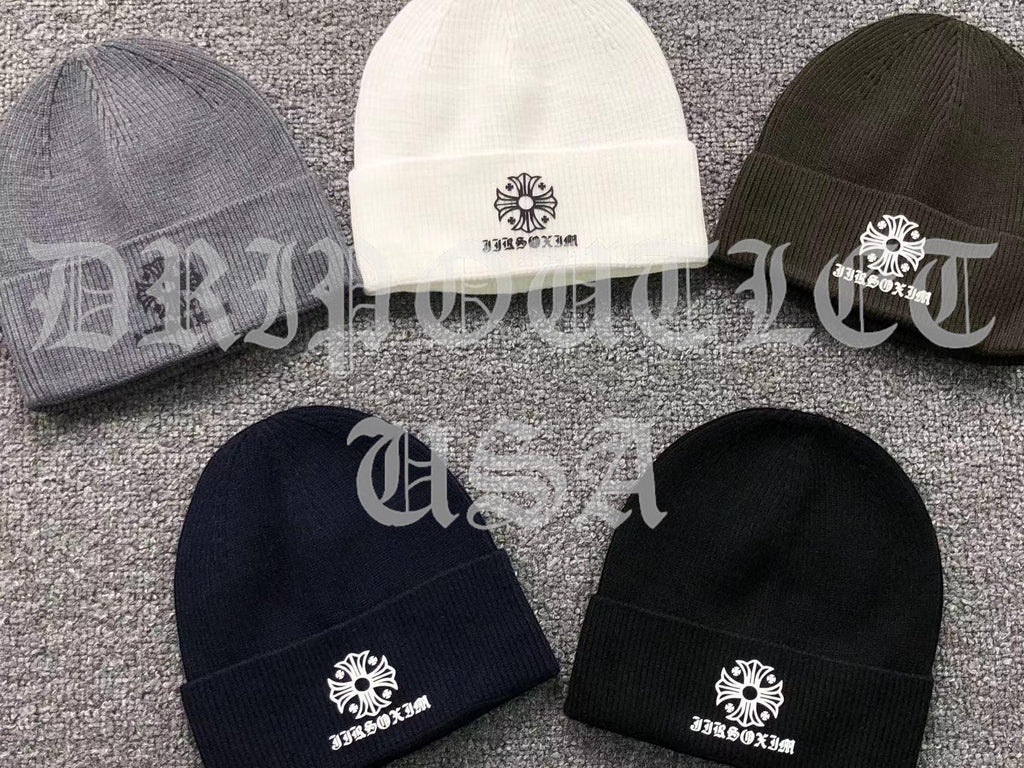 Chrome Hearts Logo Beanie Cap - Black / Gray / Cream / Brown / Navy