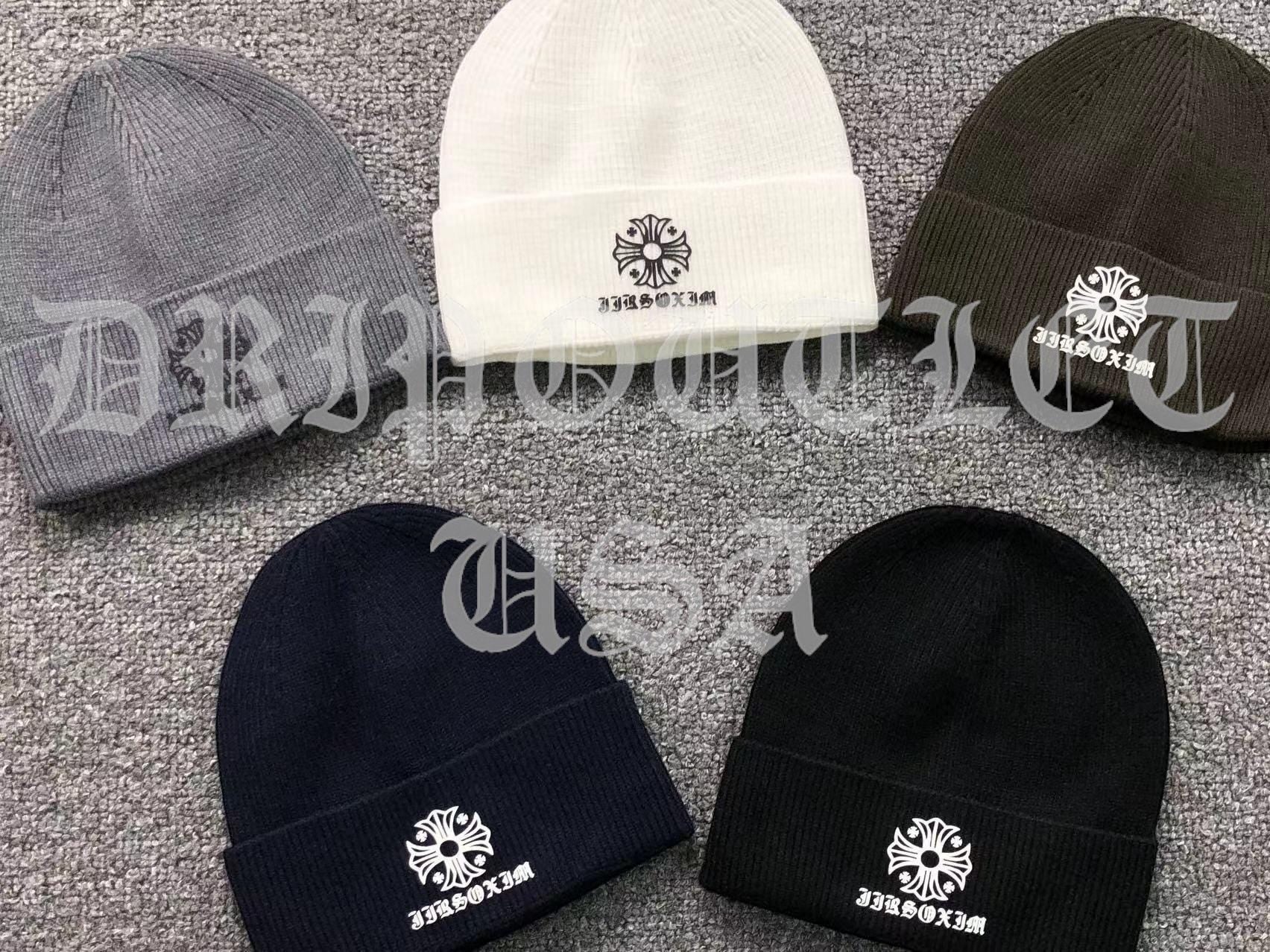 Chrome Hearts Logo Beanie Cap - Black / Gray / Cream / Brown / Navy