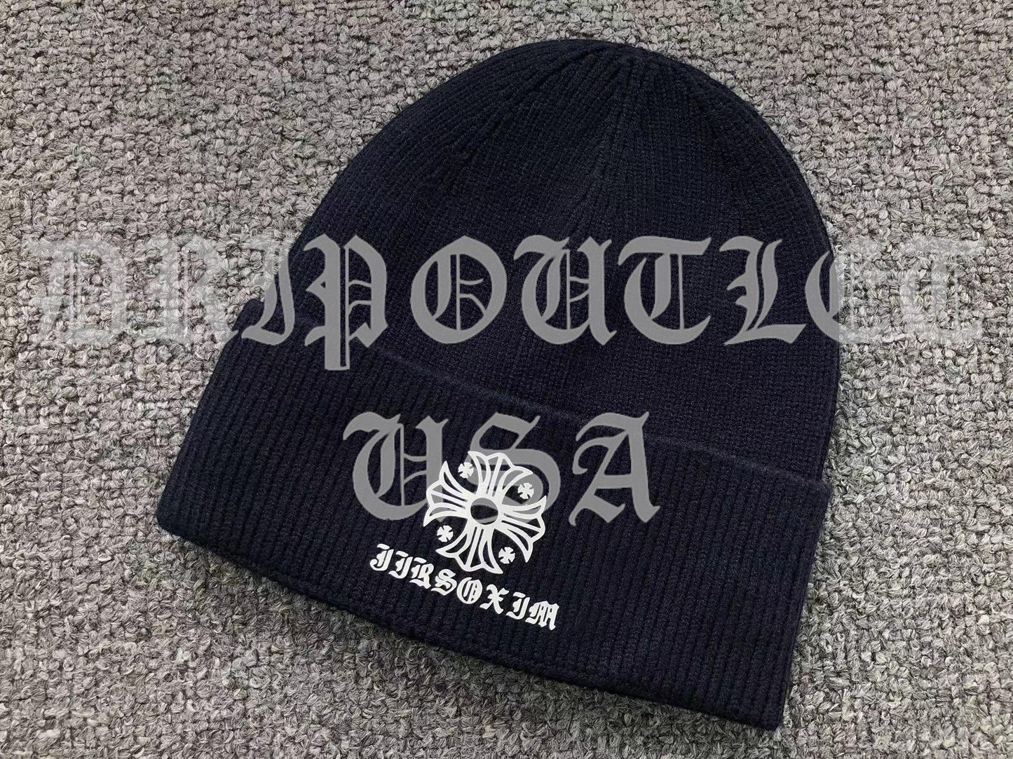 Chrome Hearts Logo Beanie Cap - Black / Gray / Cream / Brown / Navy