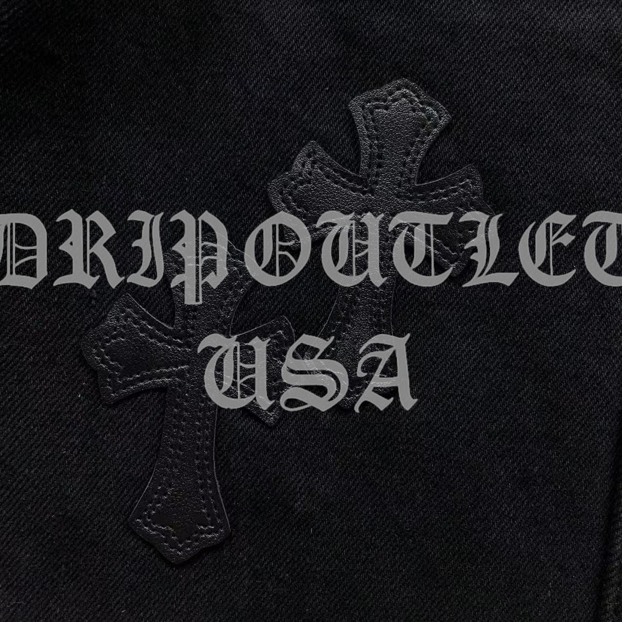 Chrome Hearts Denim Leather Cross Jeans Shorts