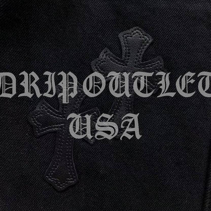 Chrome Hearts Denim Leather Cross Jeans Shorts