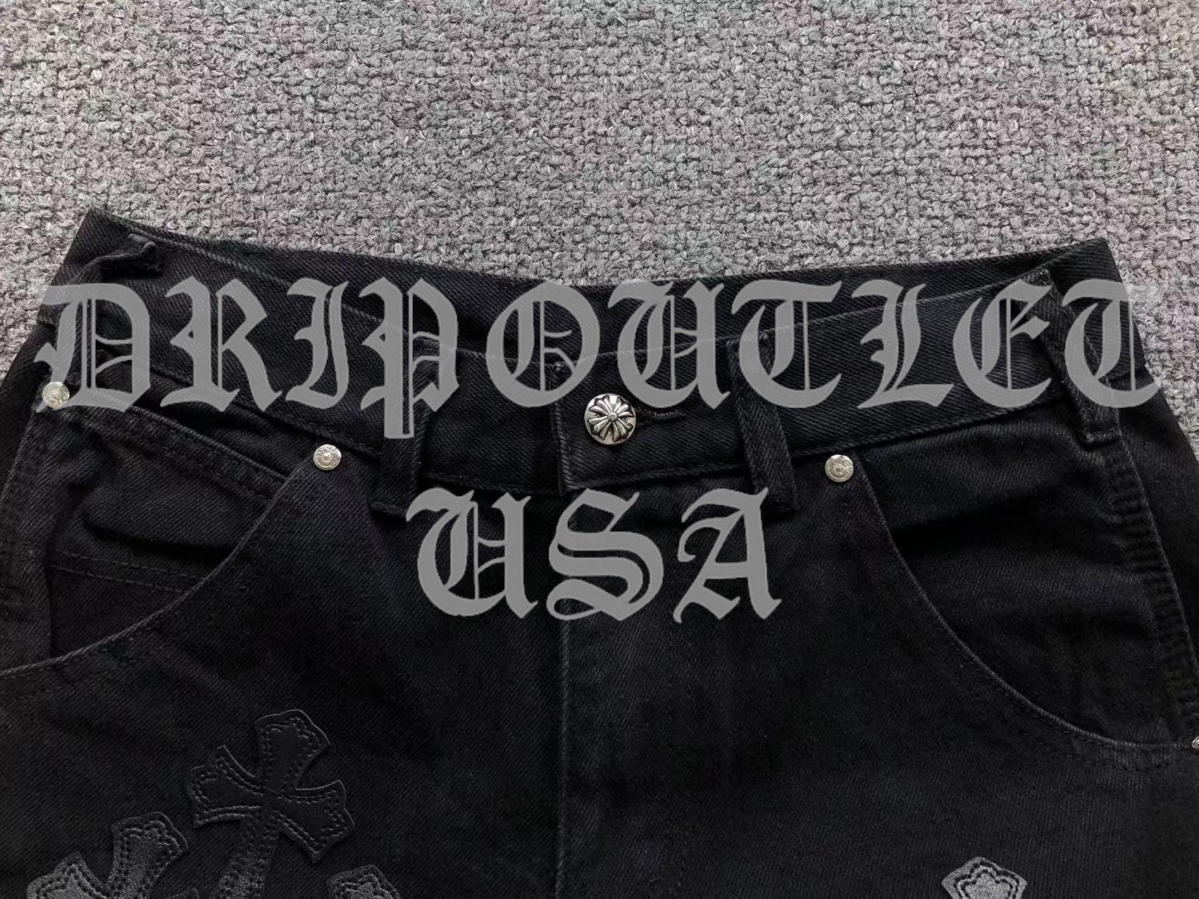 Chrome Hearts Denim Leather Cross Jeans Shorts