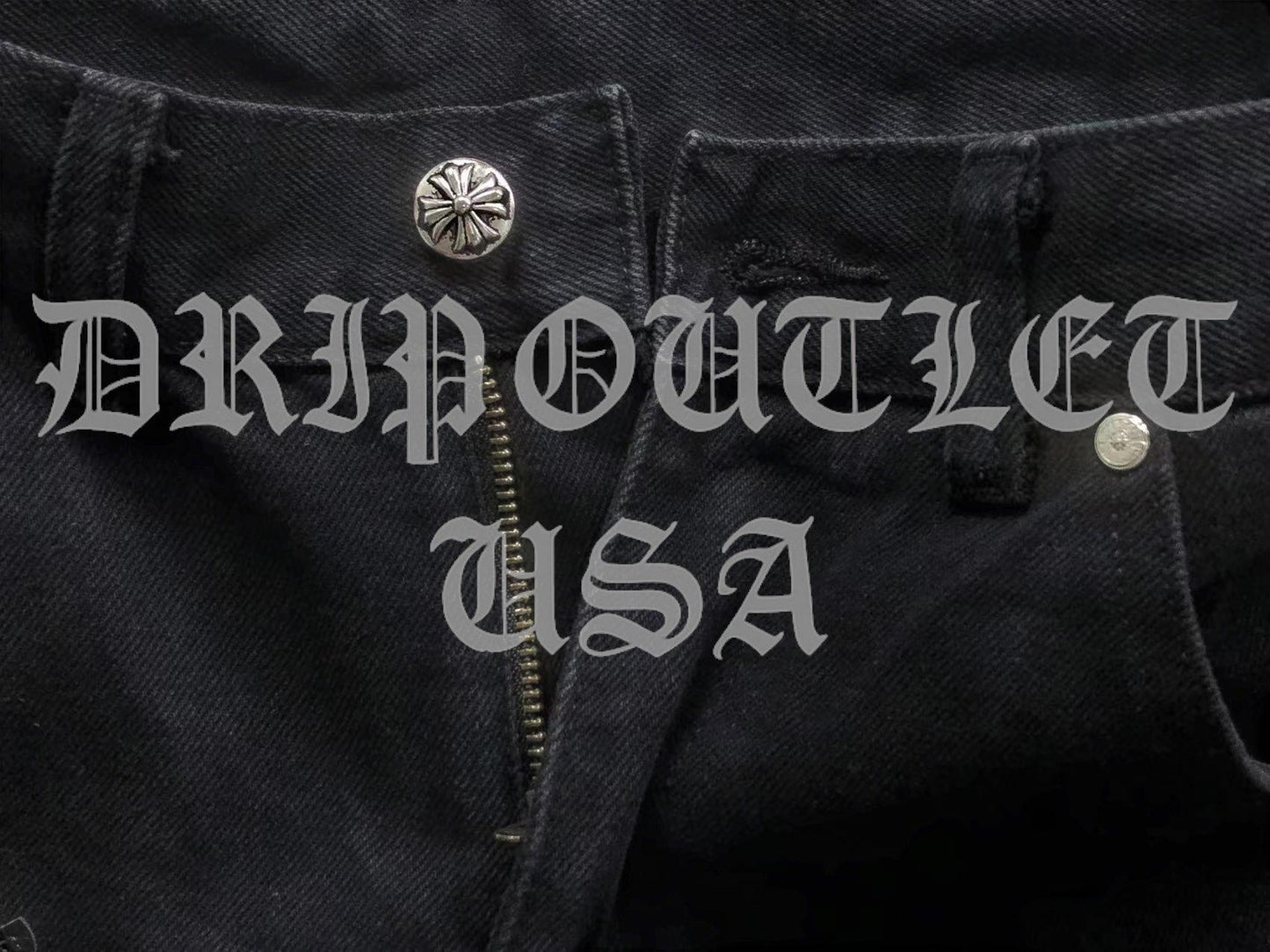 Chrome Hearts Denim Leather Cross Jeans Shorts